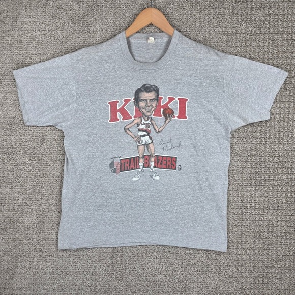 Screen Stars Other - Vintage 1987 Kiki Vandeweghe Caricature Portland Trail Blazers NBA Shirt XL Gray